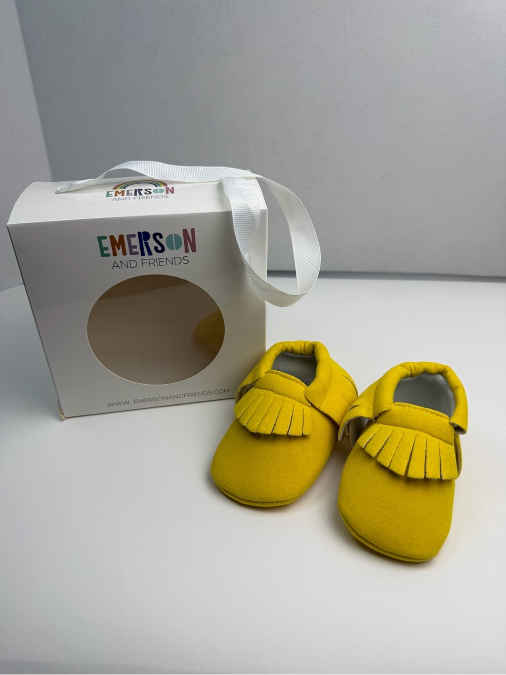 BNIB Emerson & Friends Baby  Moccasins Mustard Yellow Green 3-6 Months